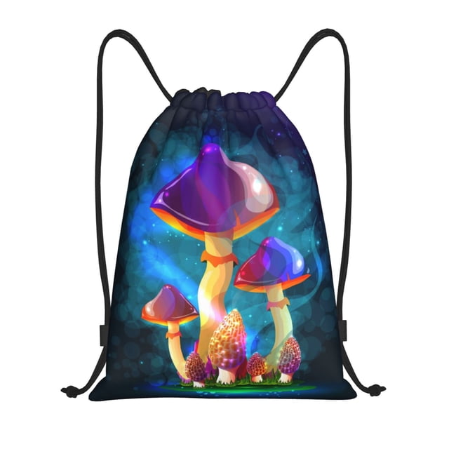 Saiise Magic Mushrooms ,Fireflies Pattern Sports Drawstring Backpack - String Swim Gym Bag with Wet Proof Pocket for Women&Men-Medium