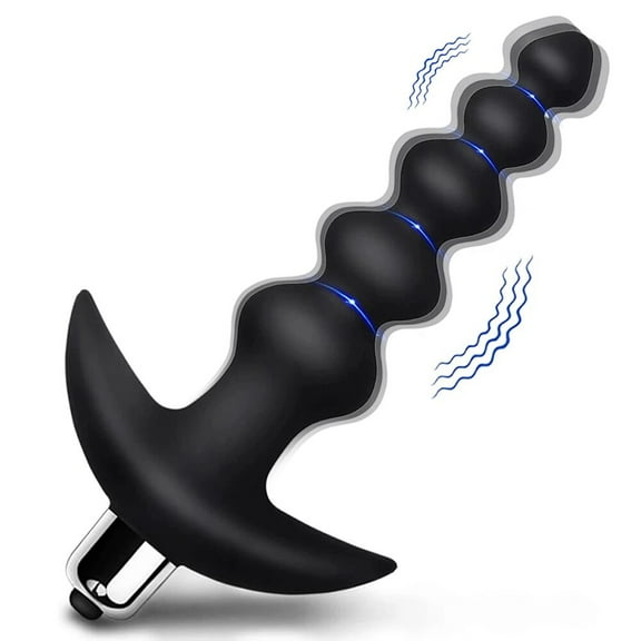 TLUDA Anal Beads Sex Toy Vibrating Butt Plug Anal Plug Vibrator for Women and Men and Beginner,Black
