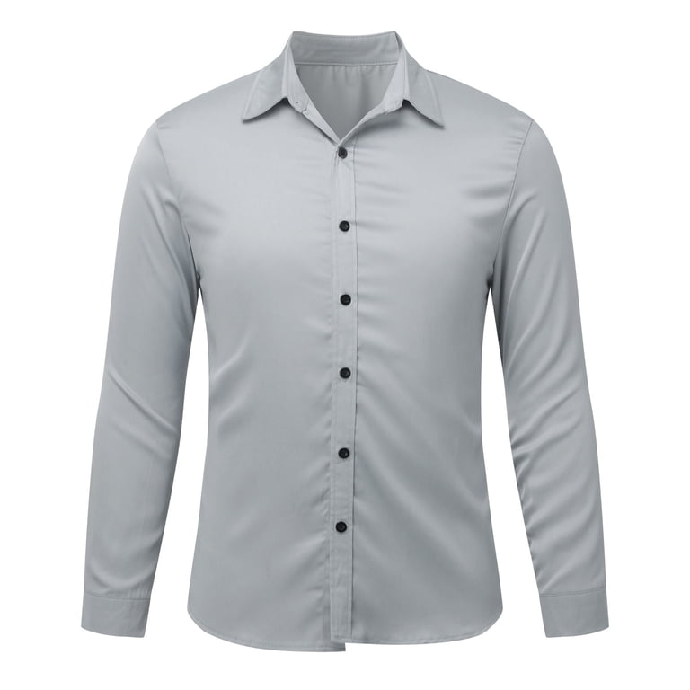Mens Dress Shirts,Formal Dress Shirt Long Sleeve Slim Fit Button Down Shirt  Stretch Wedding Prom Business Elegant Top,Big And Tall Shirts for Men,M,Grey  - Walmart.com