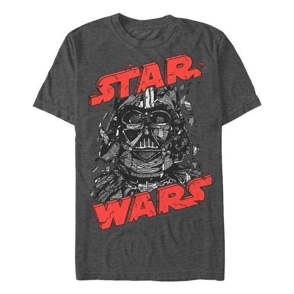 Men's Star Wars Darth Vader Helmet Collapse Graphic Tee Charcoal Heather 2X Large