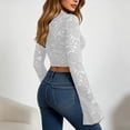 thumbnail image 6 of XIYON Tshirts For Women Women's Slim Fit Long Sleeve V Neck Lace Top Elegant Basic For Daily Wear And Casual Outings Lightweight 2026 Trendy Clothes, 6 of 7