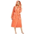 thumbnail image 2 of HEARTNICE Womens Hooded Fleece Robe, Plush Bathrobe Soft Warm Long Robes,(Living Coral,2XL-3XL), 2 of 5