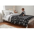 thumbnail image 4 of Serafina Home Haunted Halloween Fleece Throw Blanket: Halloween Silver Night Bats on Black Design on Soft Velvet Fleece Throw Blanket 50" x 70", 4 of 8