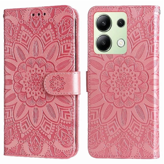 Funda tipo cartera GANGXUN para Xiaomi Redmi Note 13 4G , diseño girasol, cuero PU, soporte, cierre magnético, tarjetero