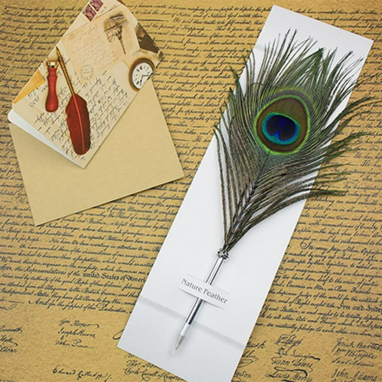 Peacock Feather Pen and Ink Set - Trustela