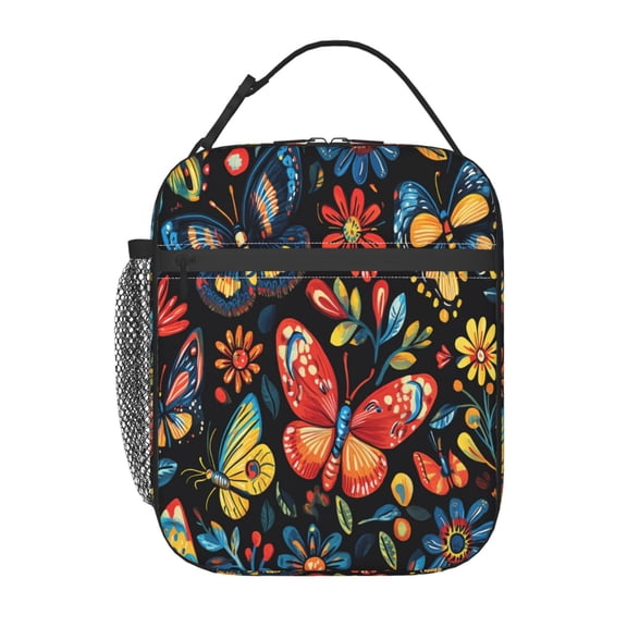 Dreamy Colored Butterfly Lunch Bag for Office Women – Stylish Thermal Insulated Tote with Shoulder Strap, Lightweight for Work or Travel