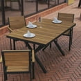 thumbnail image 3 of Flash Furniture Finch Commercial Grade X-Frame Outdoor Dining Table 59" x 35.5" with Faux Teak Poly Slats and Metal Frame, Natural/Gray, 3 of 12