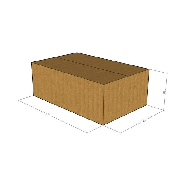 22x14x8 Kraft Brown Corrugated Shipping Boxes, 32 ECT Single-Wall, Qty 50