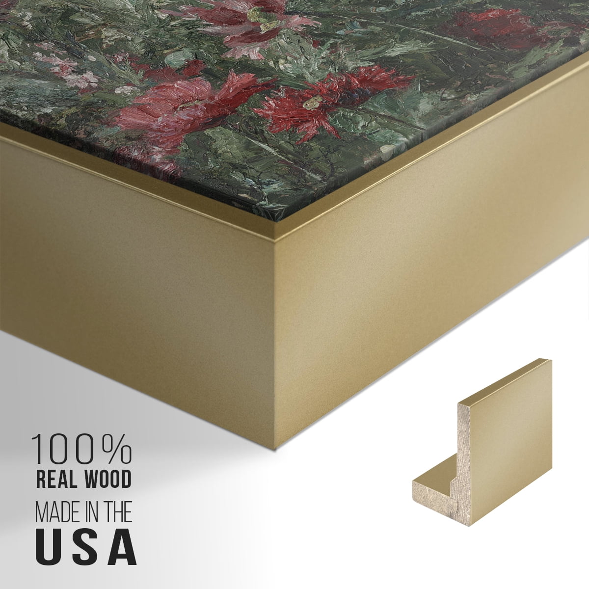 Vintage Botanical Print-XC By Wexford Home Framed in Gold Wood Gallery Wrapped Canvas 25 in. x 37 in.