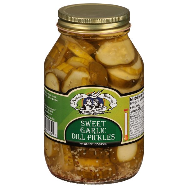 Amish Wedding Sweet Garlic Dill Pickles Ready to Eat USA Made 32 Oz