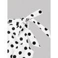 thumbnail image 5 of Black and White Womens Vintage 1960s Retro Polka Dot Swing Dress With Bow, 5 of 8