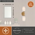 thumbnail image 5 of Warren 2-Light 4.75 in. Wide Brushed Brass Mid-Century Modern Wall Sconce with White Frosted Opal Glass Shade, Dimmable, LED Compatible, Metal Bathroom Vanity Lighting Fixture, 5 of 12