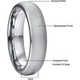 thumbnail image 5 of 6mm Silver Tungsten Rings for Men Women Dome Wedding Band Promise Ring with Sandblasted Finish Surface Comfort Fit Size 5-12, 5 of 6