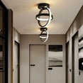 thumbnail image 3 of Iluminación de techo negra 2 círculos Estilo estereoscópico moderno Lámpara de techo LED pequeña para escalera Cocina Lámpara de techo Art Deco Luz blanca fría Luz cálida 21W (luz cálida), 3 of 5
