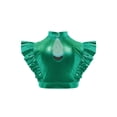 thumbnail image 4 of Hansber Kids Girls Ruffle Crop Tops Shiny Mesh Patchwork Hip Hop Street Dance Tops Performance Costume Green 16, 4 of 5