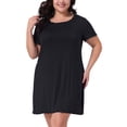 thumbnail image 1 of Agnes Orinda Tallas grandes de mujeres camisones de noche de manga corta con volantes pijamas casuales vestidos de dormir 3X negro, 1 of 6