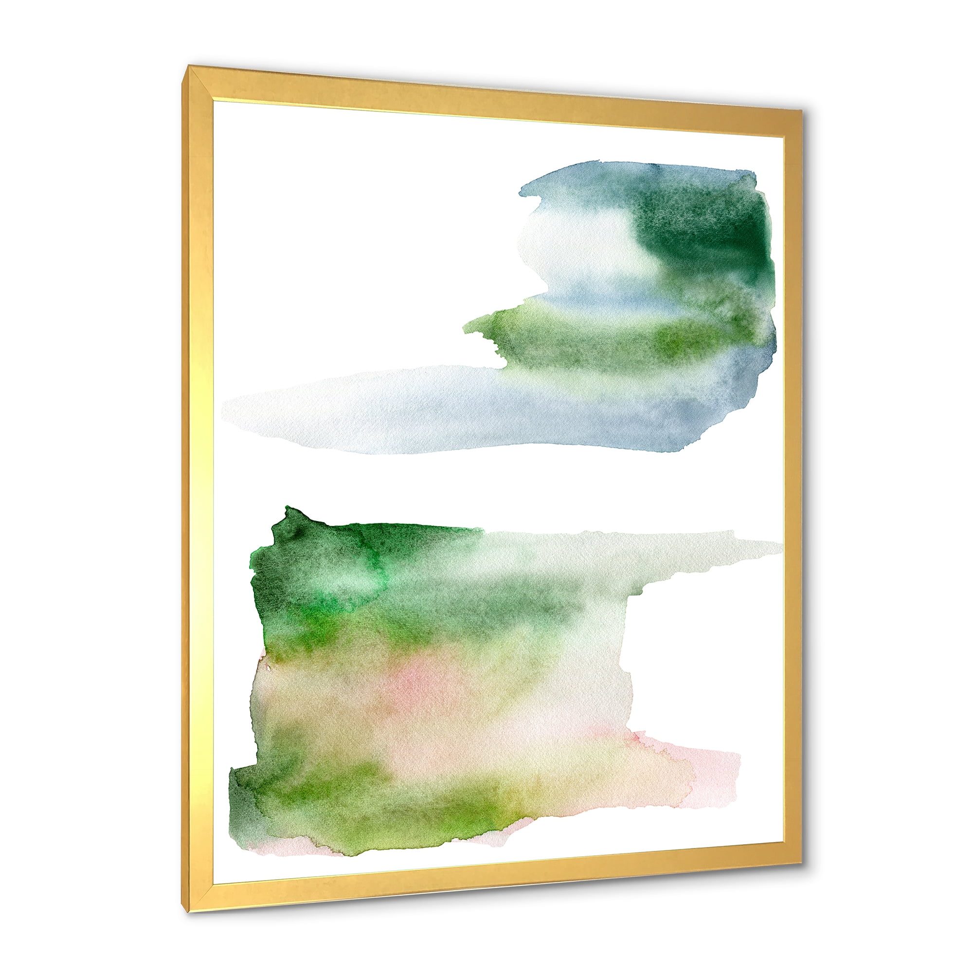 Designart 'Blue Green and Pink Spots Clouds' Modern Framed Art Print
