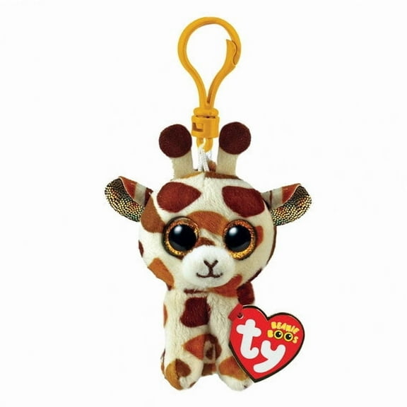 TY Beanie Boos Clip - Stilts the Giraffe Plush Keychain Collectible with Plastic Clip 3 Inch