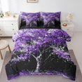 thumbnail image 1 of Erosebridal Watercolor Flower Bedding Full Comforter Set, Floral Tree Down Comforter, Purple, Reversible 7-Piece, 1 of 1