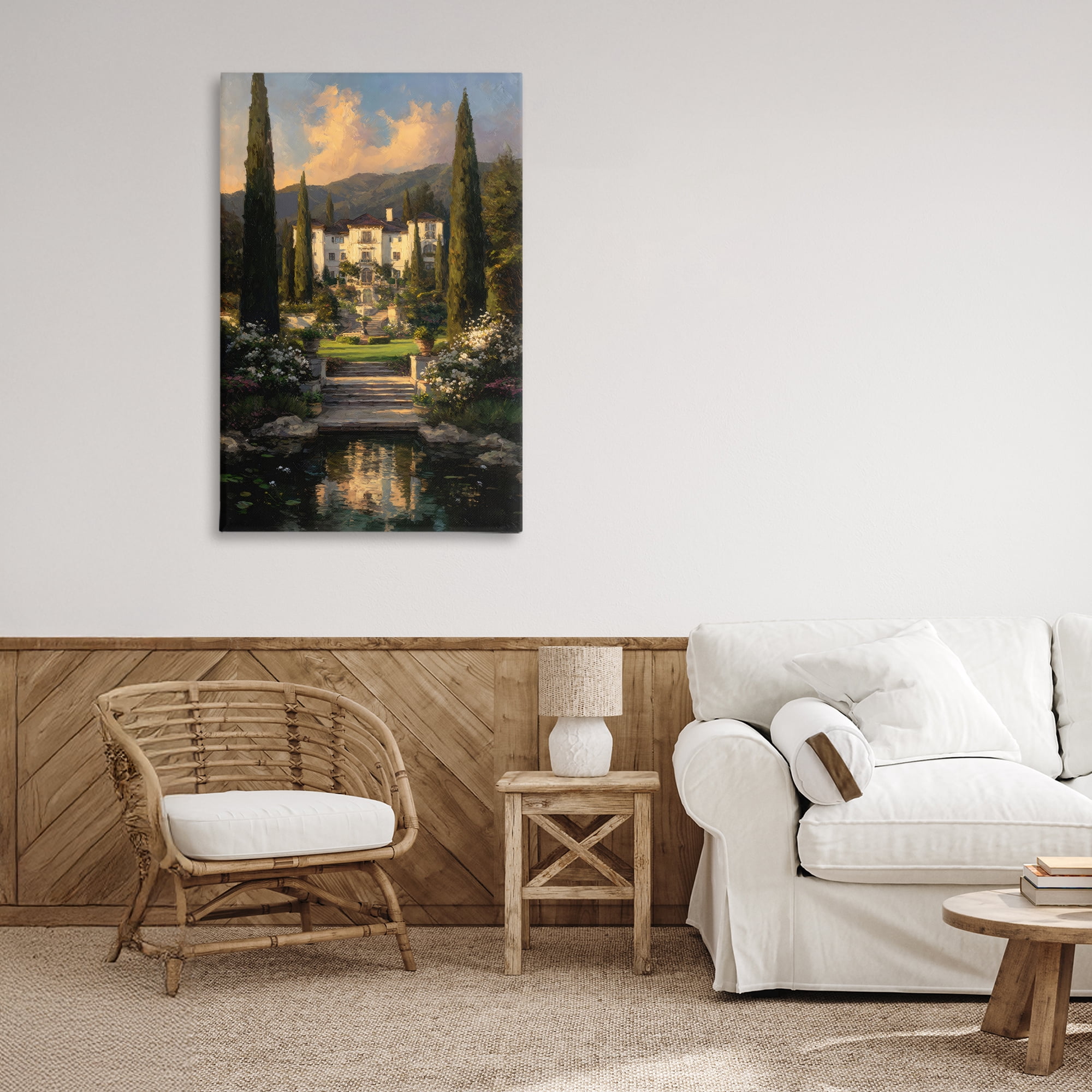 Stupell Industries Victorian Mansion at Sunset Canvas Wall Art, design by Petal Prints Design