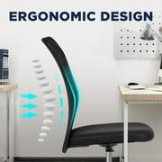 BestOffice Ergonomic Armless Office Chair with Adjustable Height, Lumbar Support for Adults(Black)