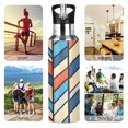 thumbnail image 7 of Yayeee 33oz Insulated Water Bottle Double Wall Stainless Steel with Flip Straw Lid, Blue Geometric, 7 of 7