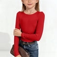 thumbnail image 2 of CPNG Girls Ribbed Knit Long Sleeve Shirts Kids Crewneck T Shirt Daily Classic Comfort Casual Pullover Blouse Tops(Red,7-8 Years), 2 of 7