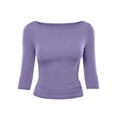 thumbnail image 6 of Lenpel 3/4 Length Sleeve Womens Tops Boat Neck Slim Fit Shirts Casual Lightweight Blouses Trendy Fall Basic Clothes, 6 of 6