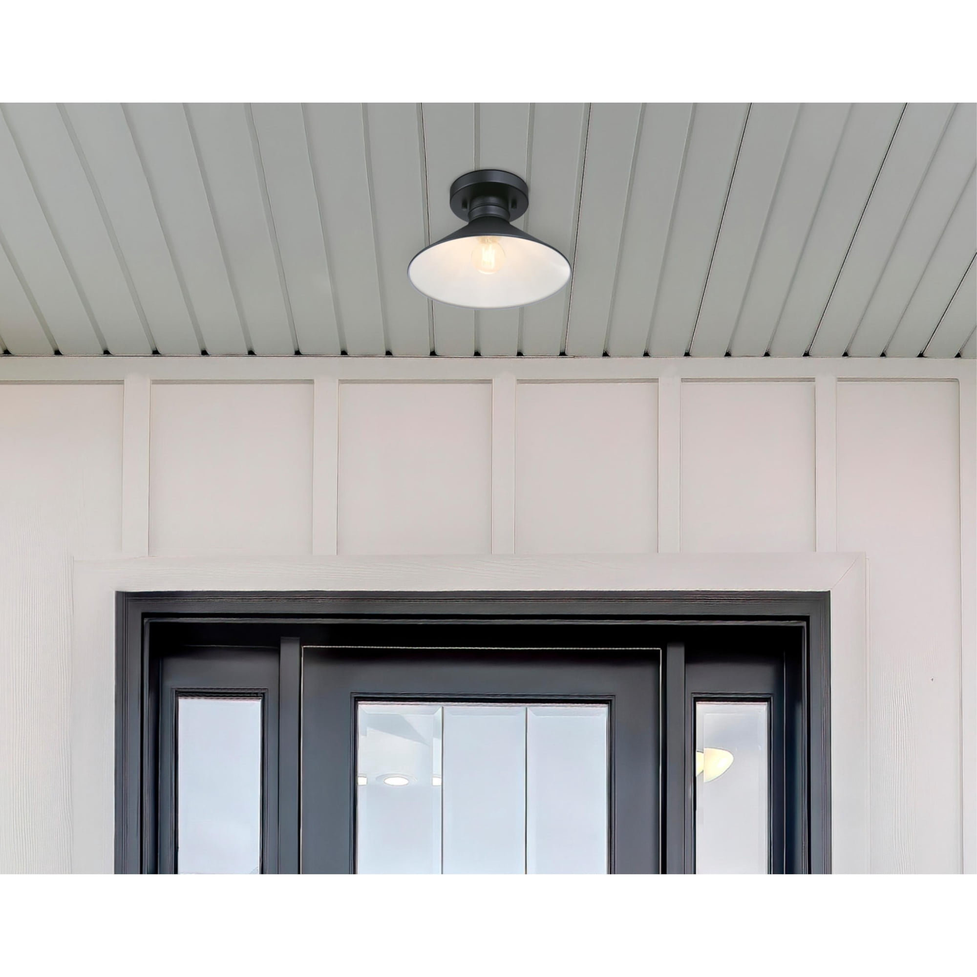 Westinghouse Westinghouse Lighting 6112900 Watts Creek 11 Inch Rustic/Arts & Crafts One-Light Outdoor Semi Flush Mount Ceiling Light, Dark Sky Friendly, Textured Black Finish