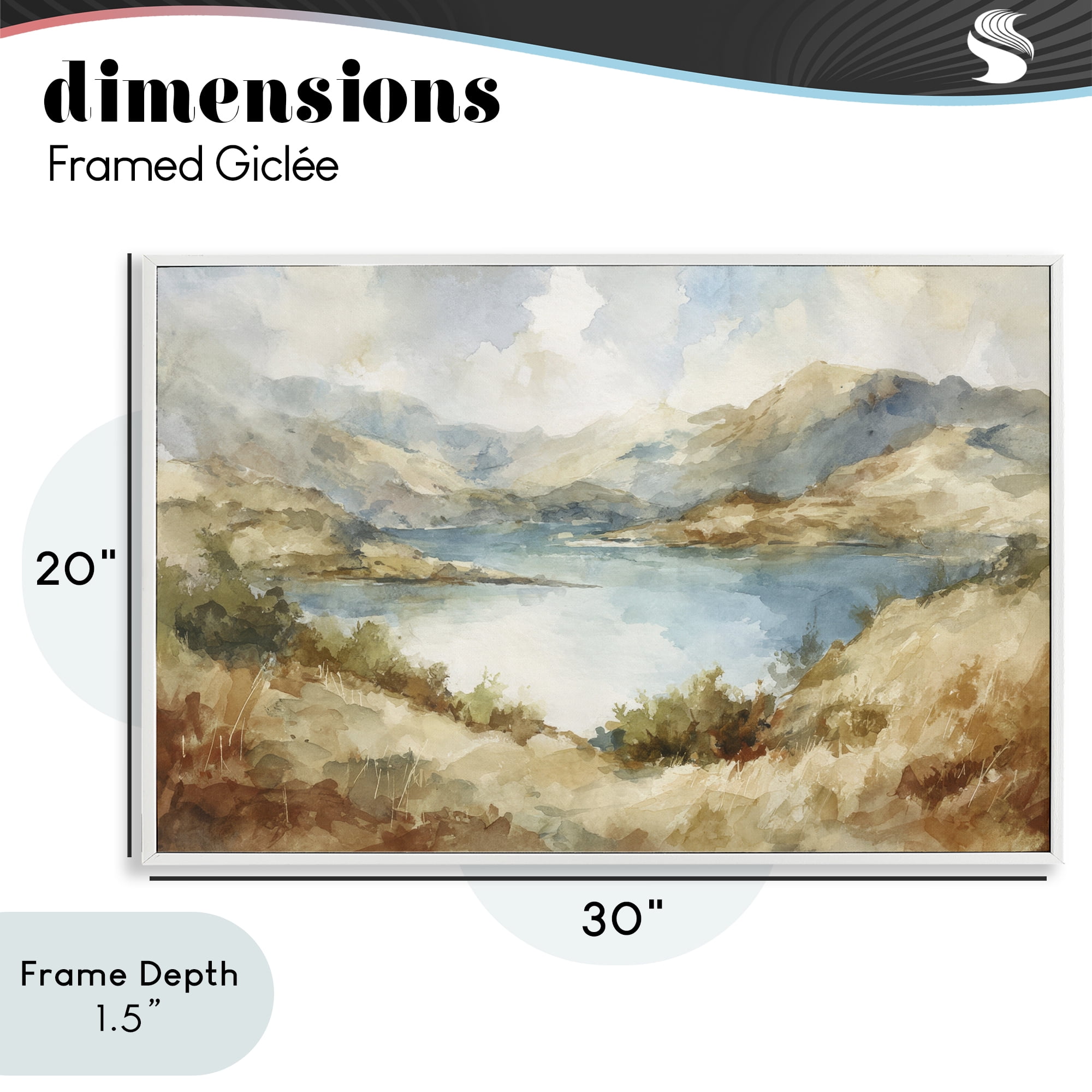 Stupell Industries Secret Mountain Lake Panorama White Framed Giclee Art, design by Petal Prints Design