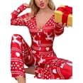 thumbnail image 3 of Seyurigaoka Christmas Jumpsuit for Women Button Long Sleeve Bodycon Romper Cartoon Snowflake / Elk Home Jumpsuit Pajamas Party Wear, 3 of 7