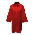 thumbnail image 4 of Idoravan Cardigans for Women Clearance Spring Button Down Shirt Women Three Quarter Sleeve Turndown Collar Solid Casual Loose Dress Dresses, 4 of 4