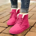 thumbnail image 4 of Gyexs Snow Boots for Women Furry Lined Low Heel Suede Leather Lace up Boot Casual Comfort on Winter Short Boot Wide Calf Women's Ankle Boots & Booties, Pink, Size 8.5, 4 of 6