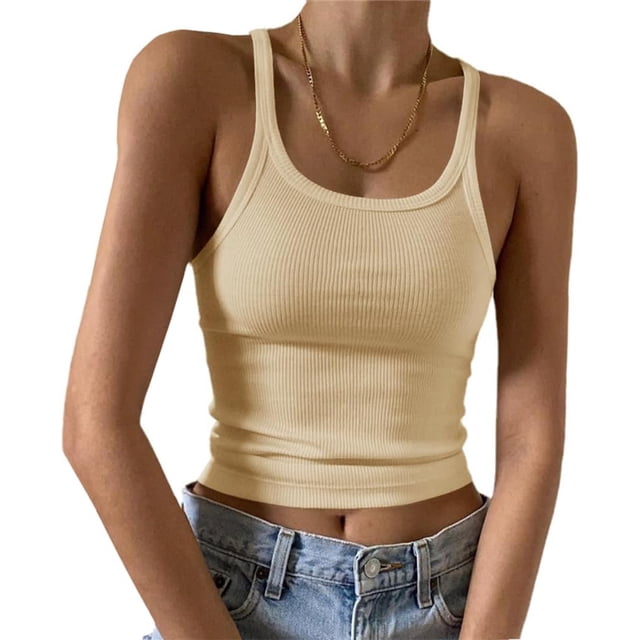 Artfish Women's Sleeveless Tank Top Form Fitting Scoop Neck Ribbed Knit Basic Cami Shirts