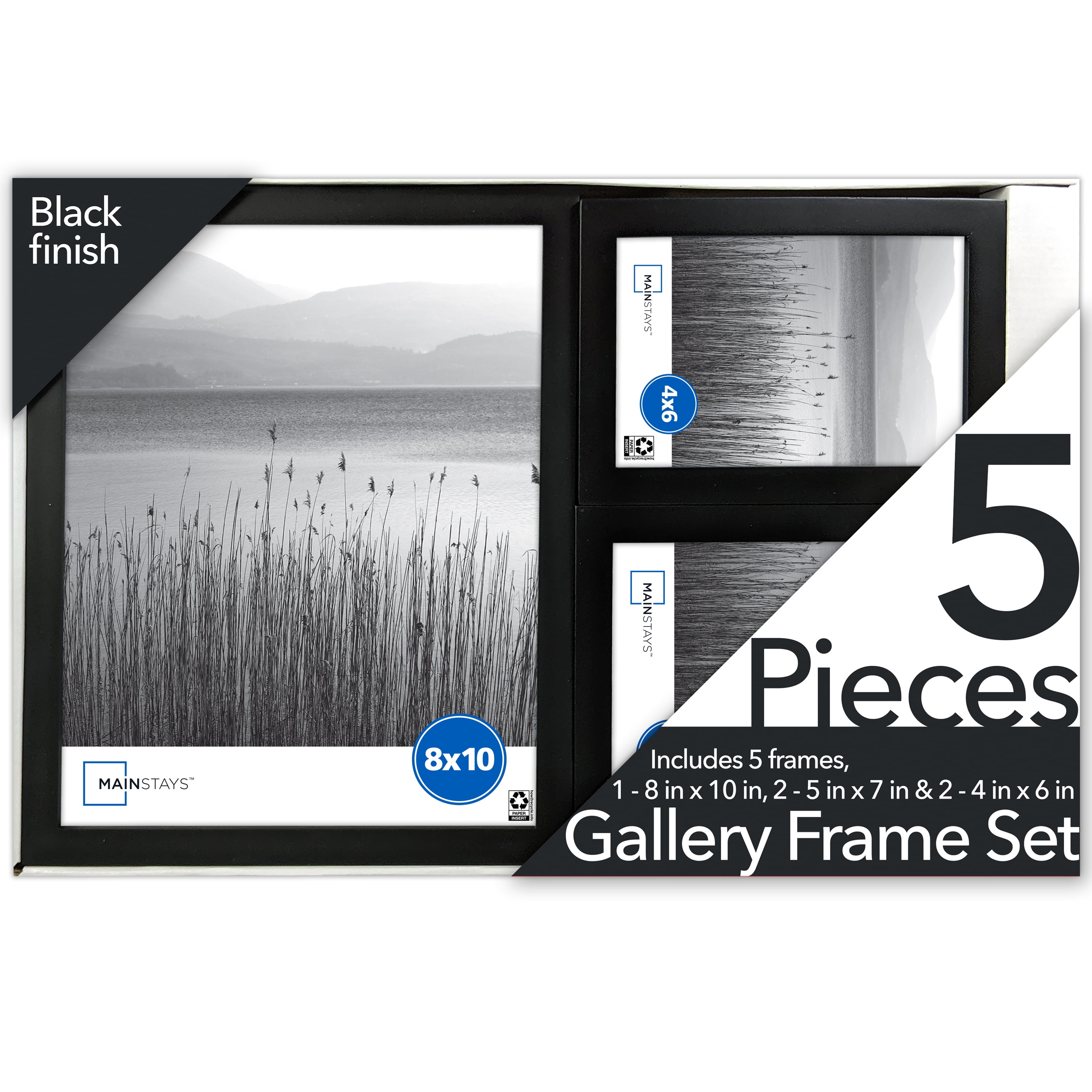 also available in 4" x 6" and 5" x 7" Set of 6, 8" x 10" Black Picture Frame 