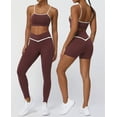 thumbnail image 2 of PISONIC Women 2 Piece Workout Sets Color Block Sports Bras Crossover Leggings Set Workout Tracksuit Yoga Outfits, 2 of 7