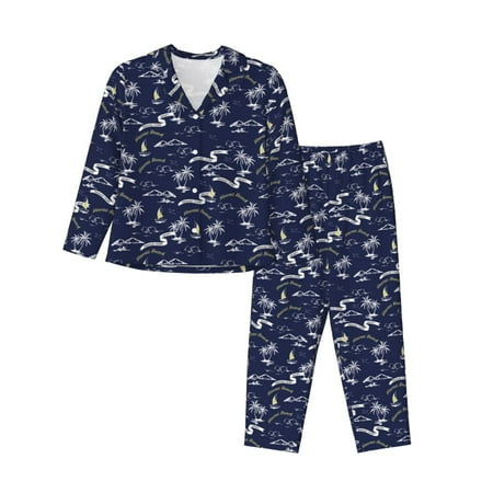 Uemuo Hawaiian Style Pattern Womens Pajama Sets PJ Set for Women Pajamas for Women Logo Long Sleeve Pajama Set for Women Soft Long Sleeve Top With Pants-XX-Large