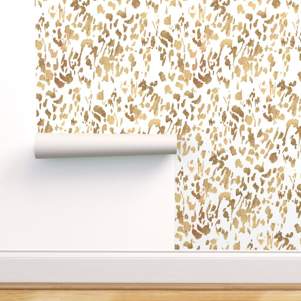 Peel & Stick Wallpaper 9ft x 2ft - Mod Animal Hide Leopard Modern Paint  Abstract Gold Spots Print Rose Custom Removable Wallpaper by Spoonflower -  