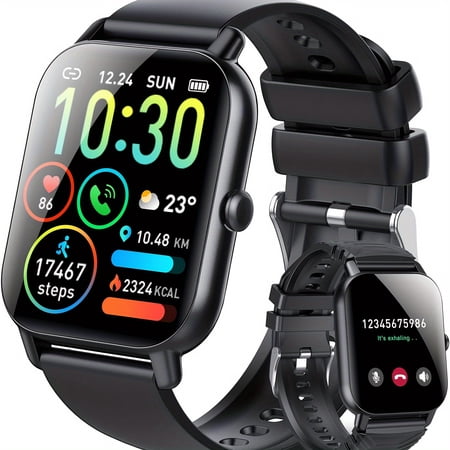 Bluetooth Smart Fitness Watch for Men & Women, 1.8" HD Touchscreen, Call Function, Sleep Monitor, 112 Sports Modes, Android & iOS Compatible