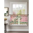 thumbnail image 2 of Sheer Curtains 54 Inch Length 2 Panels Set for Kitchen, Eucalyptus Trucks Semi Sheer Curtains for Windows, Spring Rustic Floral Wooden Red Plaid Voile Window Treatments Rod Pocket Curtain, 2 of 7