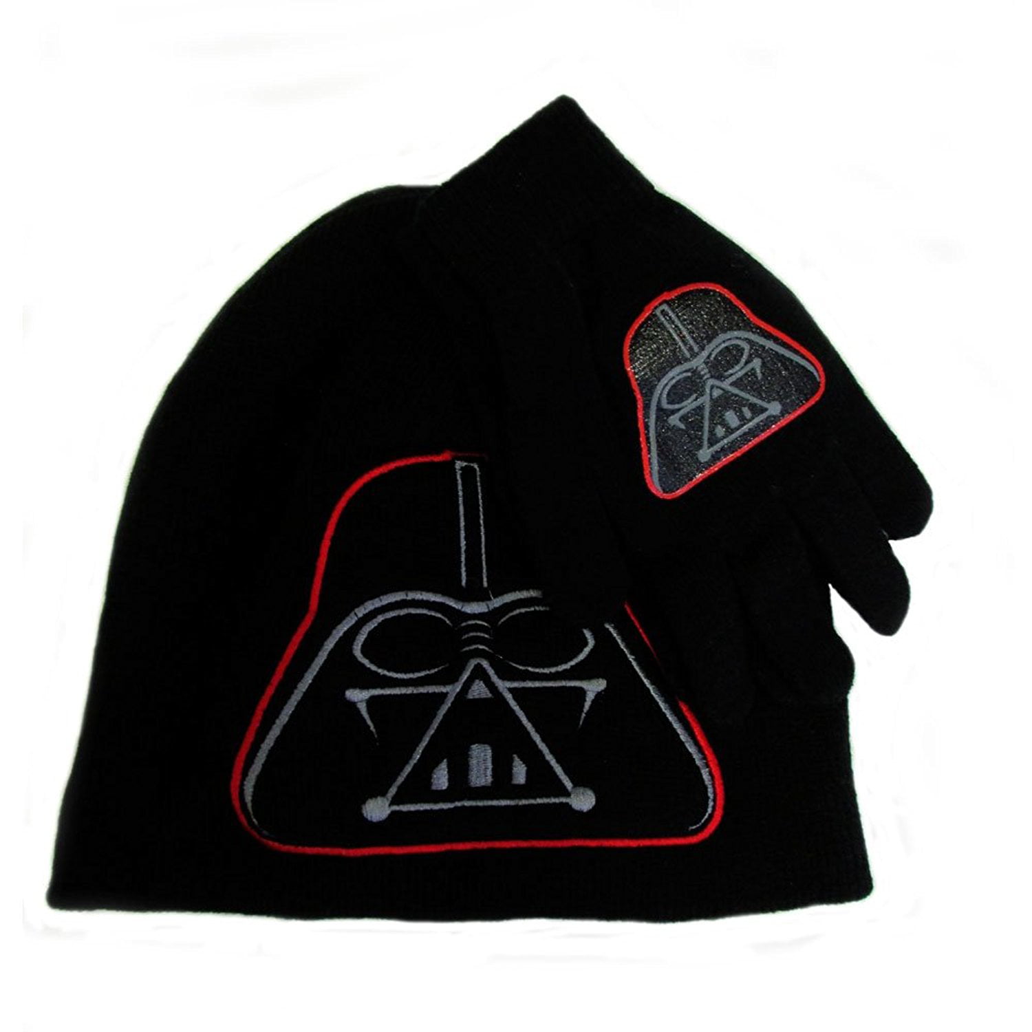 Star Wars Darth Vader Knit Beanie Hat Gloves Black Set Junior Unisex ...