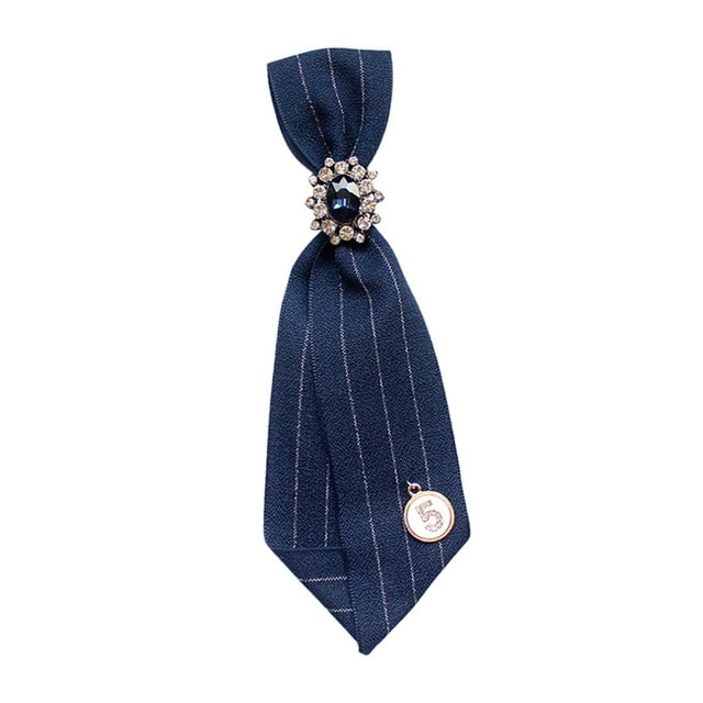 Women's Neck Tie Clip on Tie Smooth Ribbon Brooch for Uniform Student DIY blue