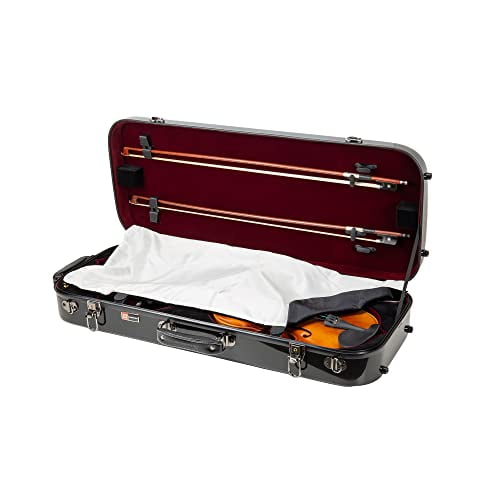 Crossrock Fiberglass Double Violin Case for Two Full-size Violins with TSA Lock-Black (CRF2020DVBK)