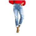 thumbnail image 1 of Wyzesi Wide Leg Jeans Women Plus Size 3X Ladies' Distressed Ripped Casual Streetwear Hop Straight Leg Mid Rise Jeans, 1 of 8