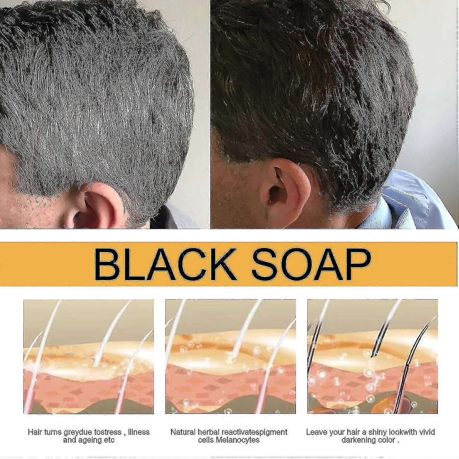 Jaysuing Black Soap For Hair, Black Soap Bar, Gray Coverage Bar