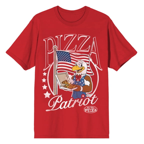 We The Cheese Uncle Slam Pizza Patriot Adult Red Short Sleeve Tee-XL