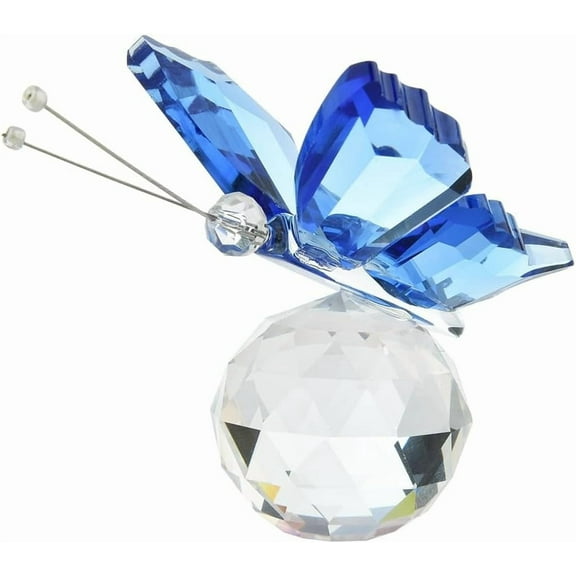 1Pc Royal Blue Transparent Glass Butterfly Ornament 60x75mm Figurine for Home Decor Table Centerpiece Shelf Display Blue DIY
