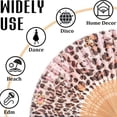 thumbnail image 3 of 1pc Hand Fan Flower Leopard Foldable 23cm 9inch Bamboo Rid  Fan with Slender Cotton Pouch, 3 of 8