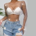 thumbnail image 2 of Pompotops Women's Spring And Summer Mesh Hollow Out Long Sleeved Rhinestone Top On Sale, 2 of 7