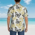 thumbnail image 4 of Susaid Golden Glitter Butterflies Print Short Sleeve Shirts Button Down Casual Shirts Summer Beach Aloha Button Down Short Sleeve for Men ,Medium, 4 of 7